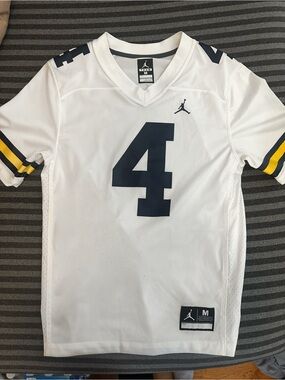 University of Michigan Wolverines Nike Jordan Jumpman White # 4 Football Jersey